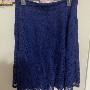 Chic Blue Lace A-Line Skirt